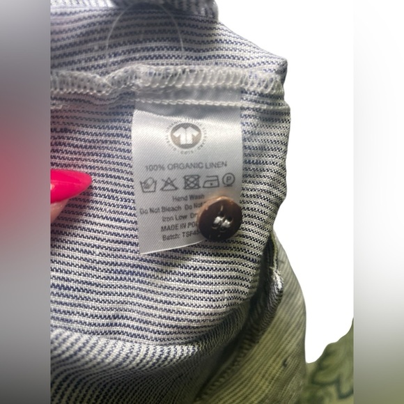 The Simple Folk French Stripe Blue White Linen Romper 18-24M NWT Organic Cotton - Picture 4 of 5